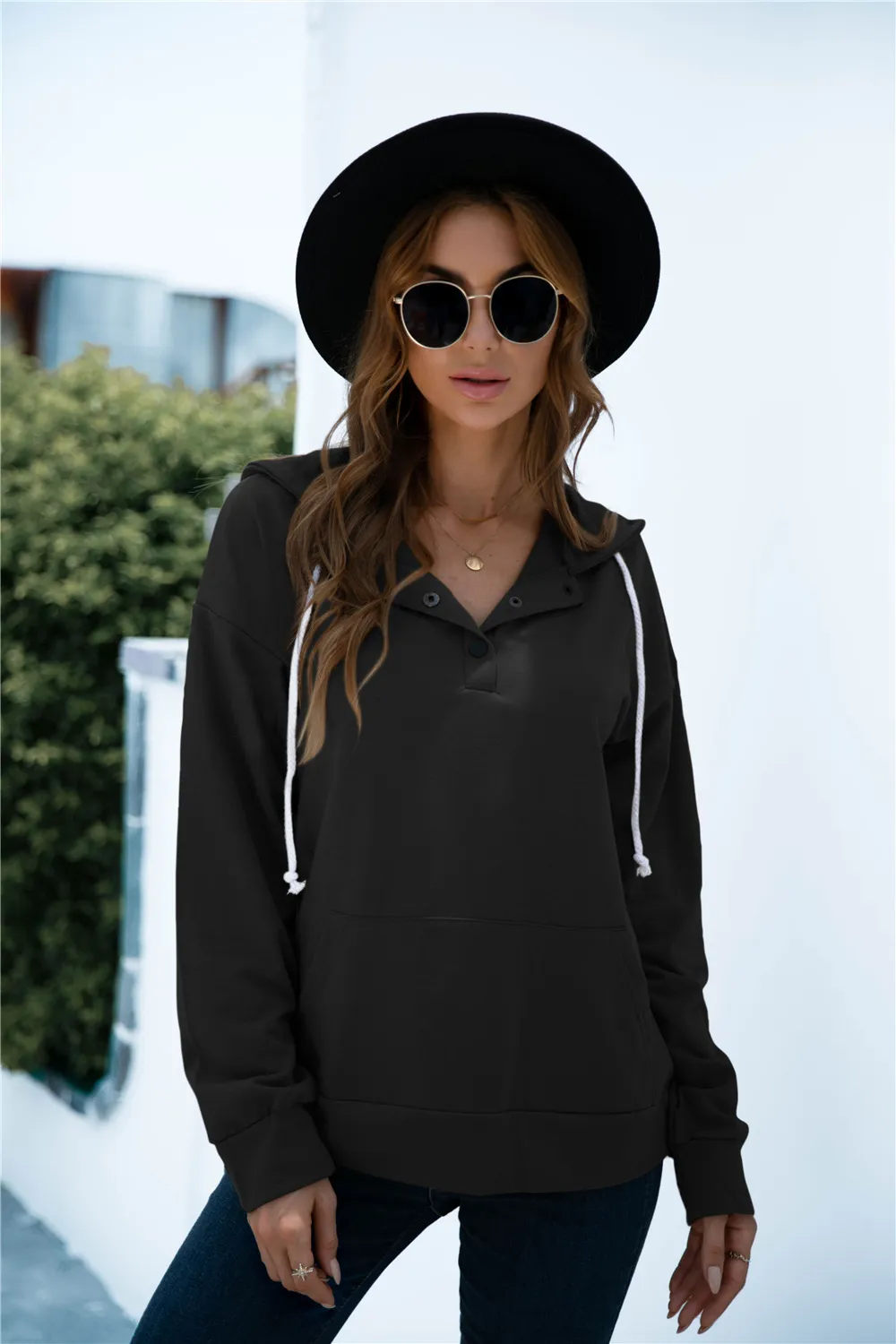 Quarter Snap Drawstring Hoodie with Kangaroo Pocket, image 14