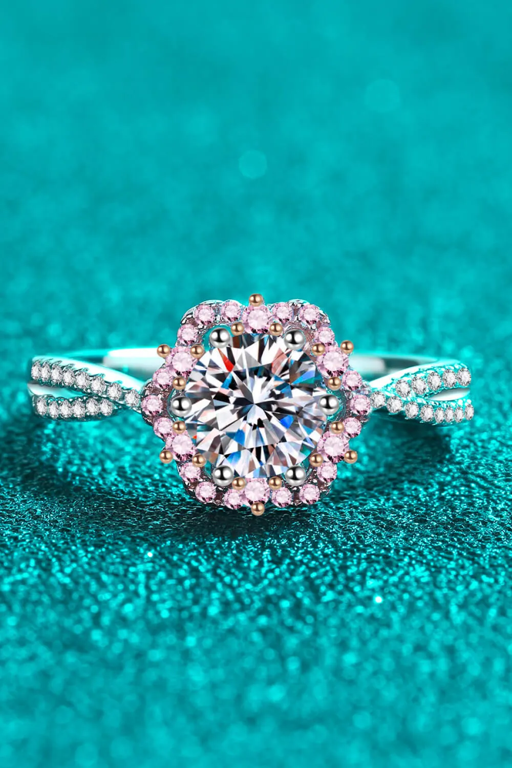 1 Carat Moissanite Flower-Shaped Crisscross Ring, image 4