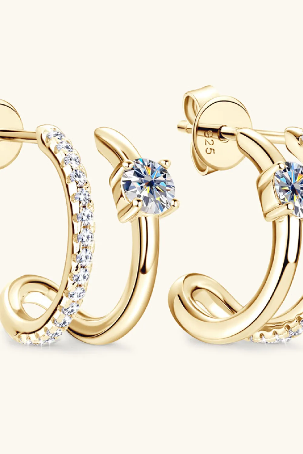 Moissanite 925 Sterling Silver C-Hoop Earrings, image 8