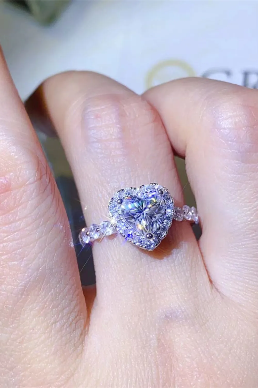 1 Carat Moissanite Heart Ring, image 5