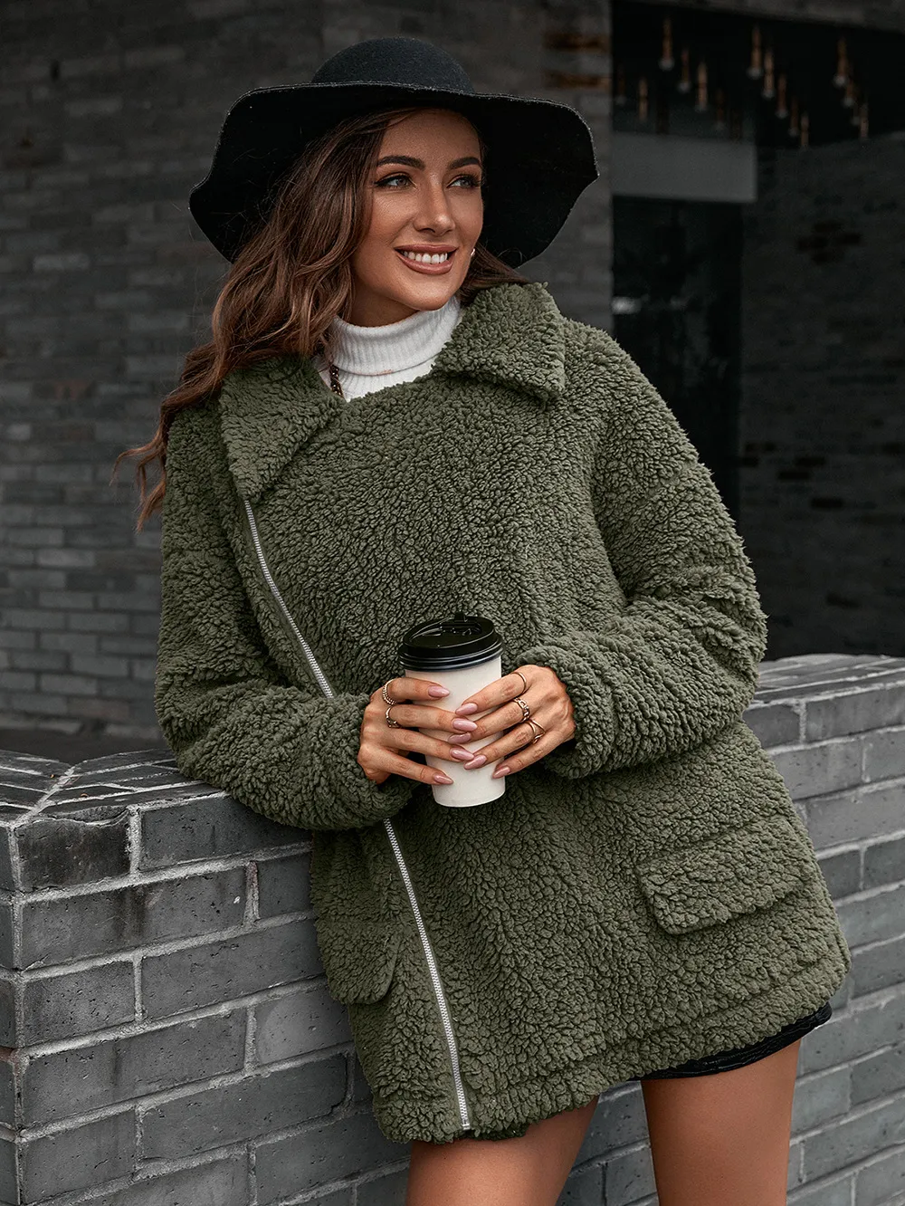 Zip-Up Collared Teddy Jacket, image 11