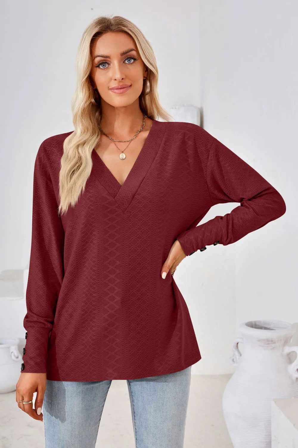 V-Neck Long Sleeve Blouse, image 23