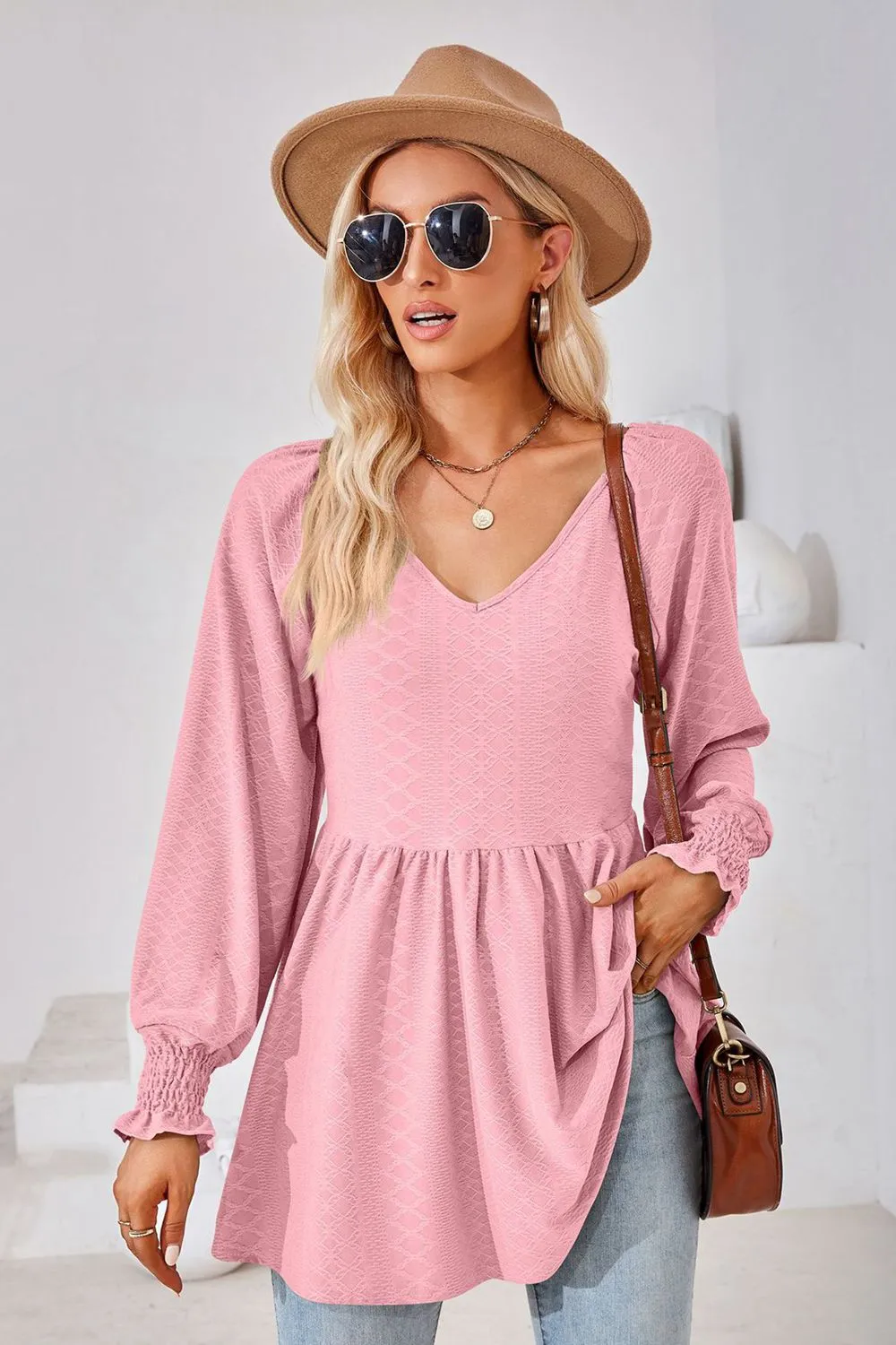 V-Neck Lantern Sleeve Blouse, image 22