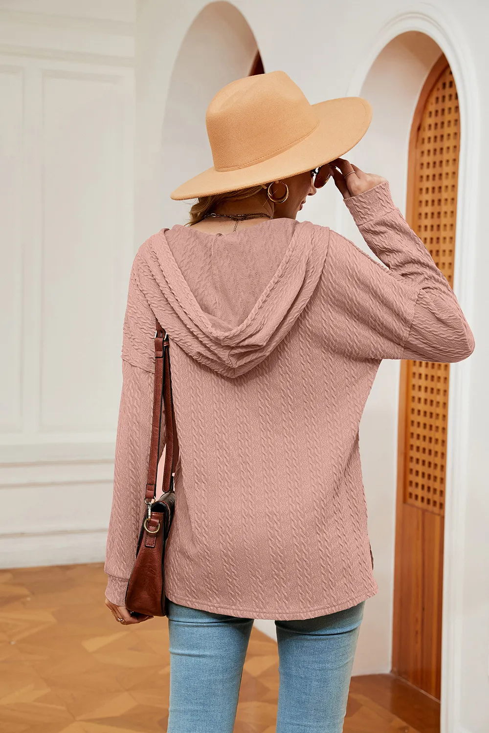 Half-Button Dropped Shoulder Hoodie, image 20