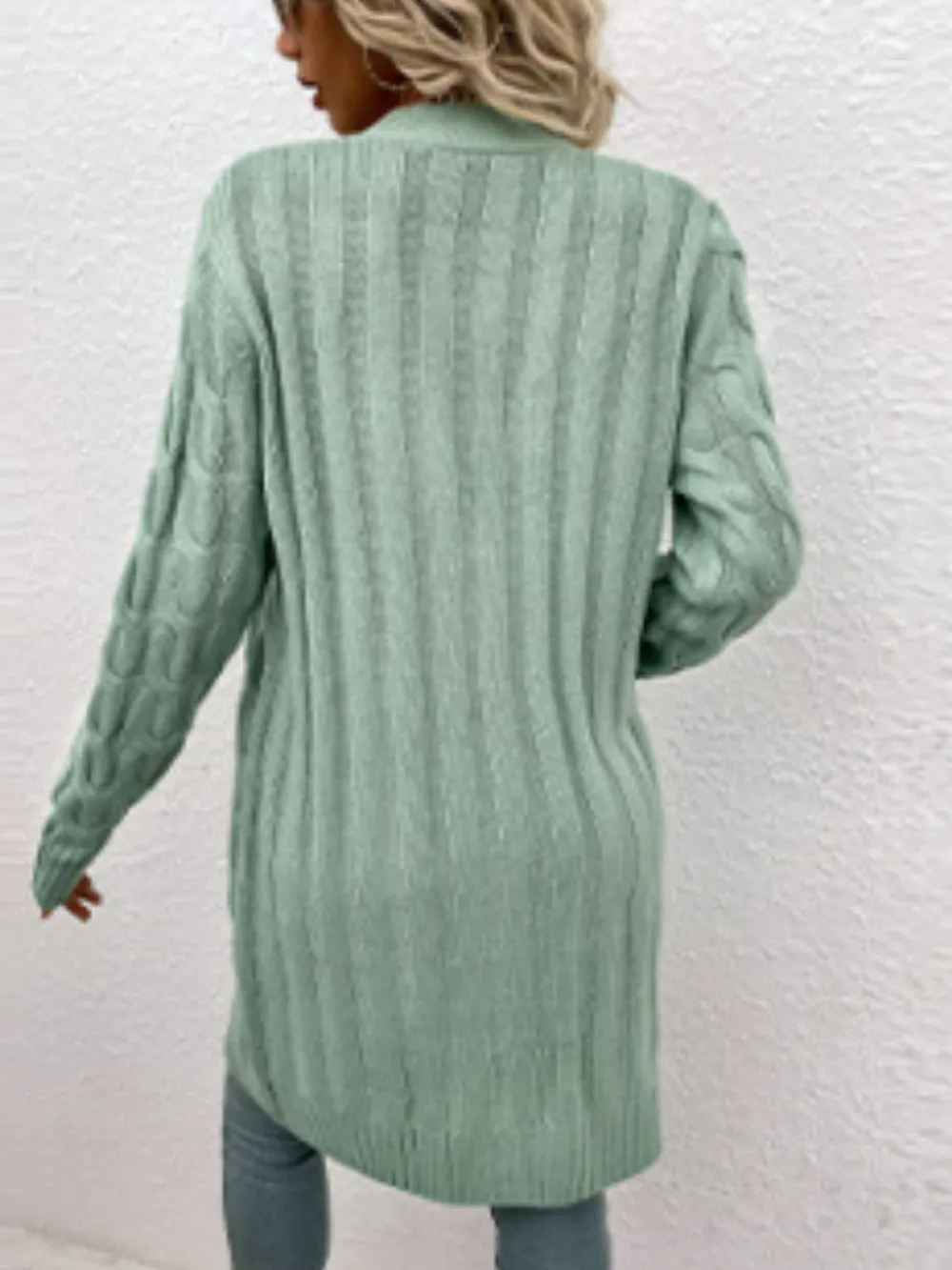 Cable-Knit Button Down Cardigan with Pockets, image 16