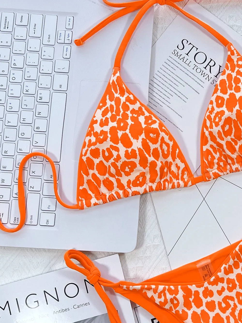 Leopard Print Halter Neck Tie Side Bikini Set, image 25