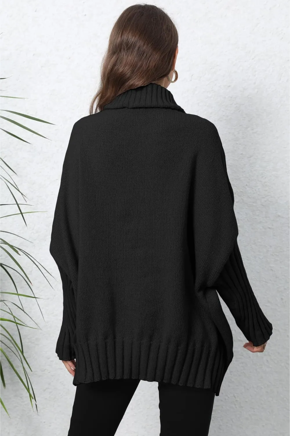 Turtle Neck Long Sleeve Ribbed Sweater, image 3