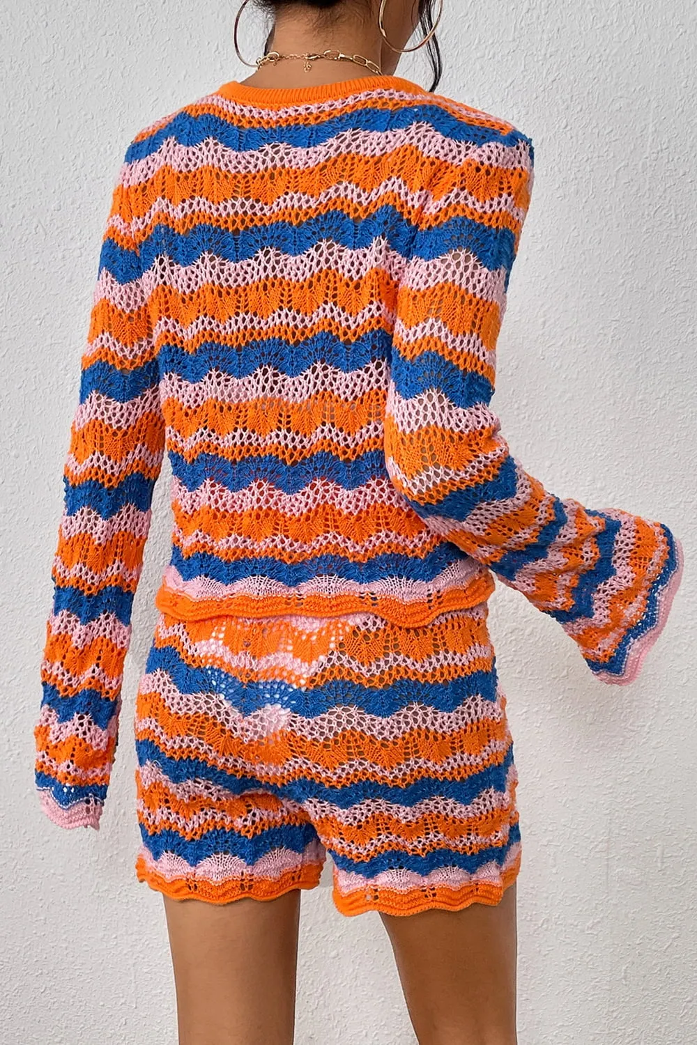 Striped Sweater and Knit Shorts Set, image 2