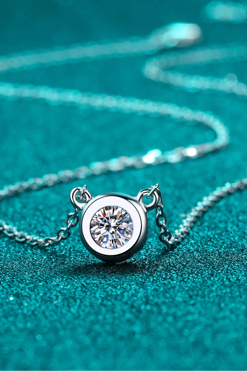 Moissanite Round Pendant Chain Necklace, image 6