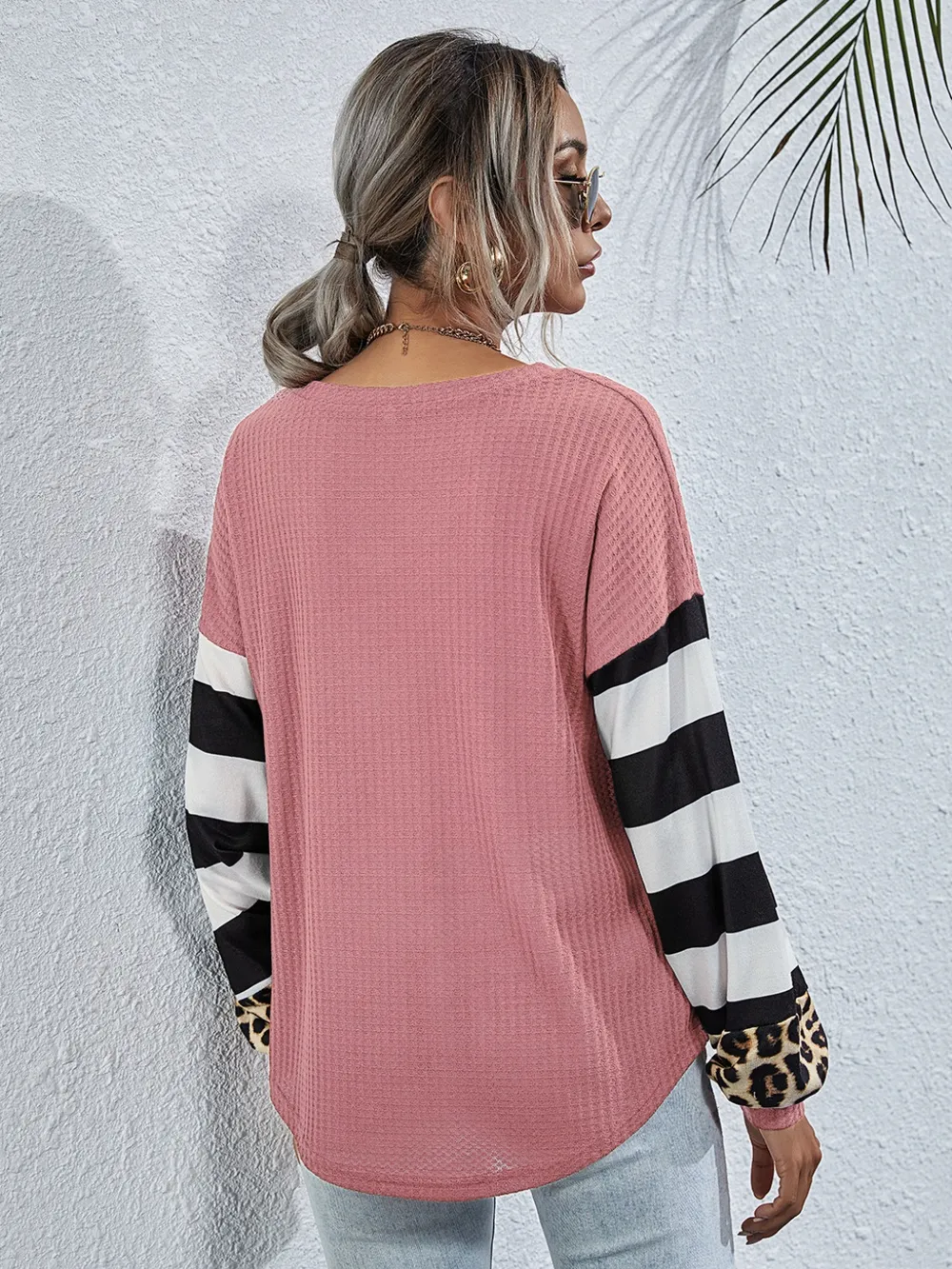 Leopard Striped Waffle-Knit Top, image 14