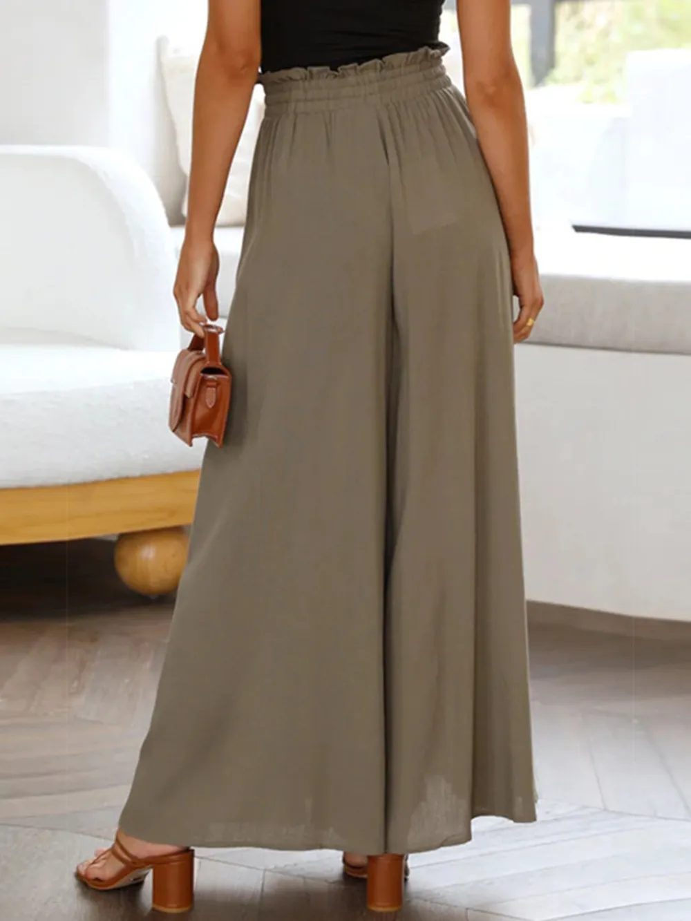 Drawstring Waist Wide Leg Pants, image 12