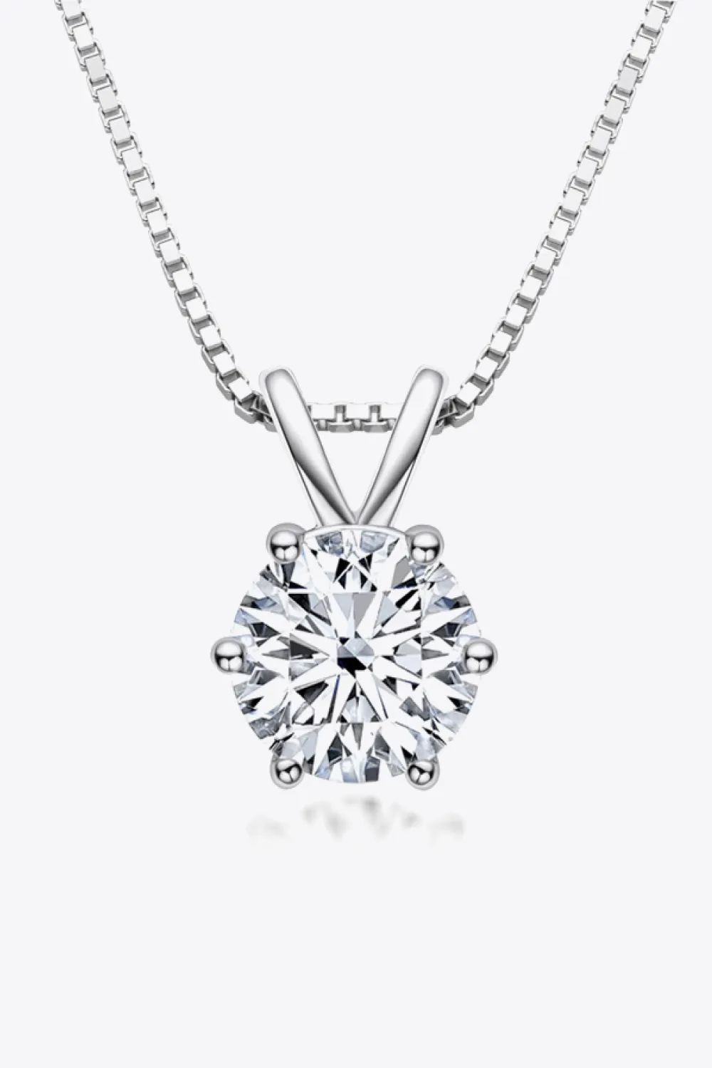 925 Sterling Silver 1 Carat Moissanite Pendant Necklace, image 2