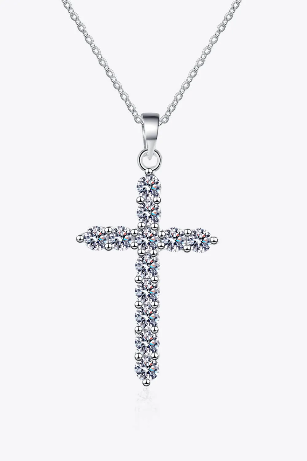 925 Sterling Silver Cross Moissanite Necklace, image 11