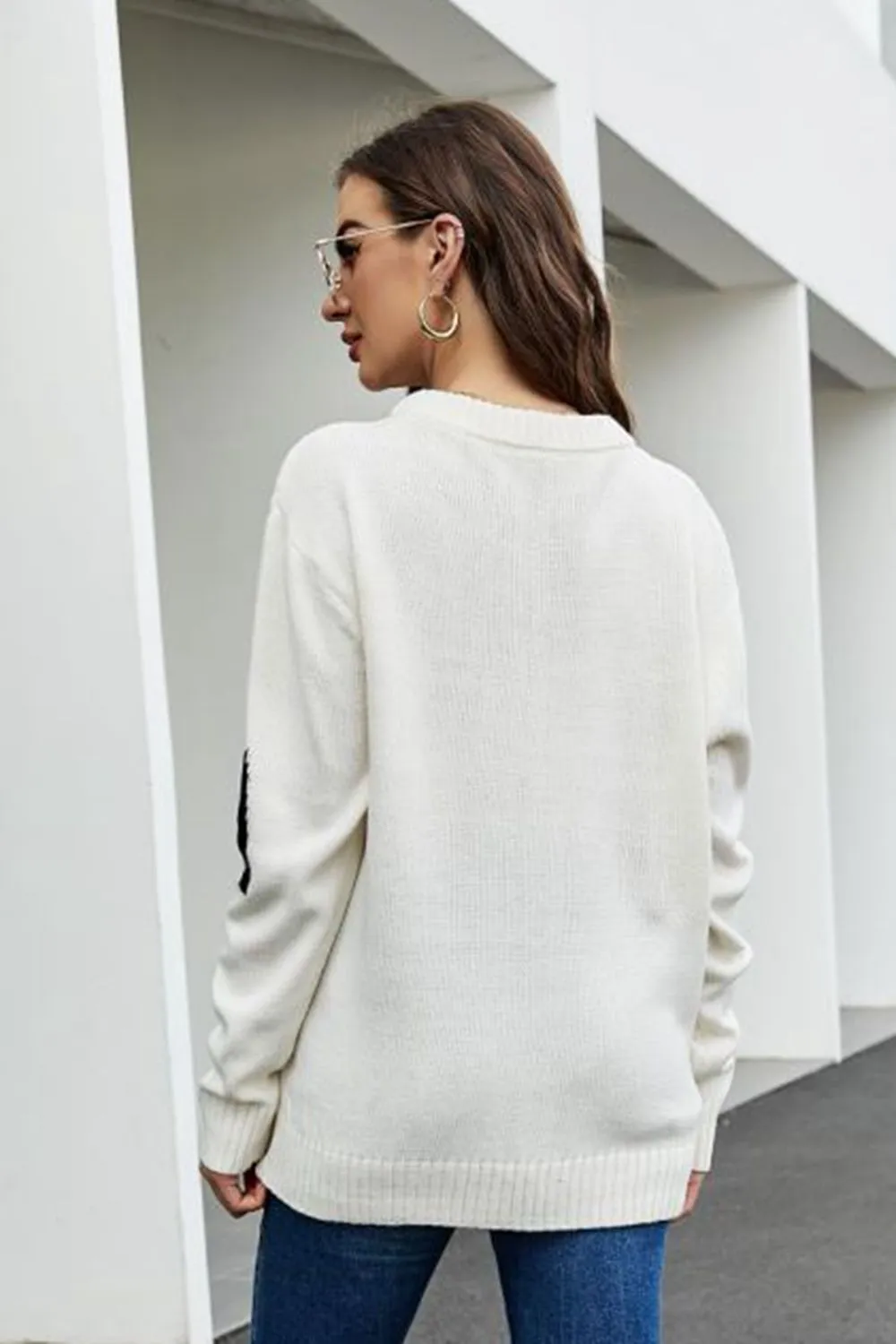 Round Neck Dropped Shoulder Sweater, image 9
