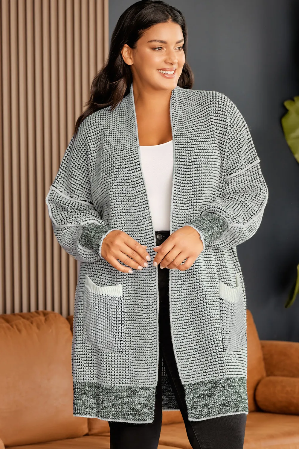 Plus Size Open Front Longline Cardigan, image 4