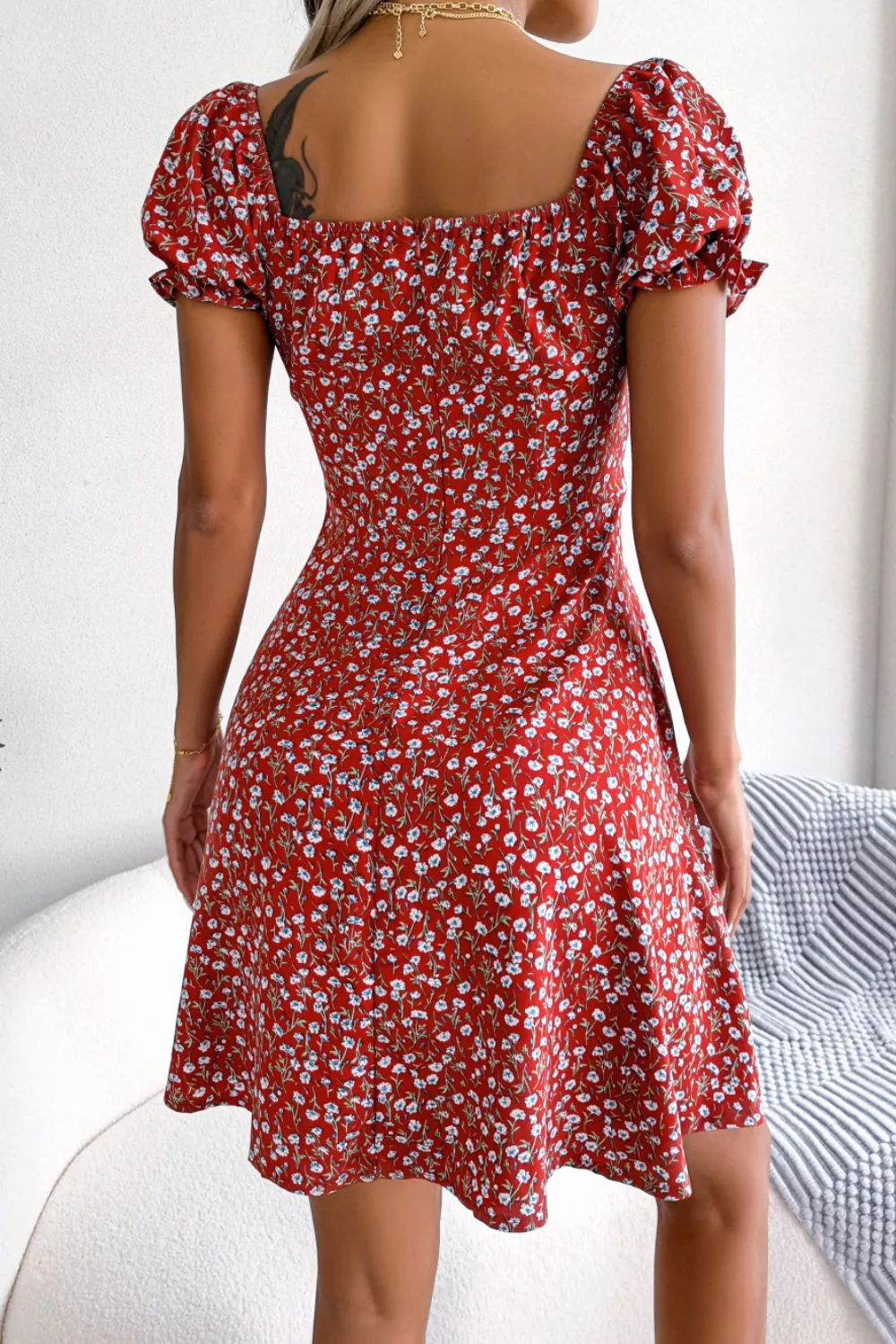 Ditsy Floral Drawstring A-Line Dress, image 12