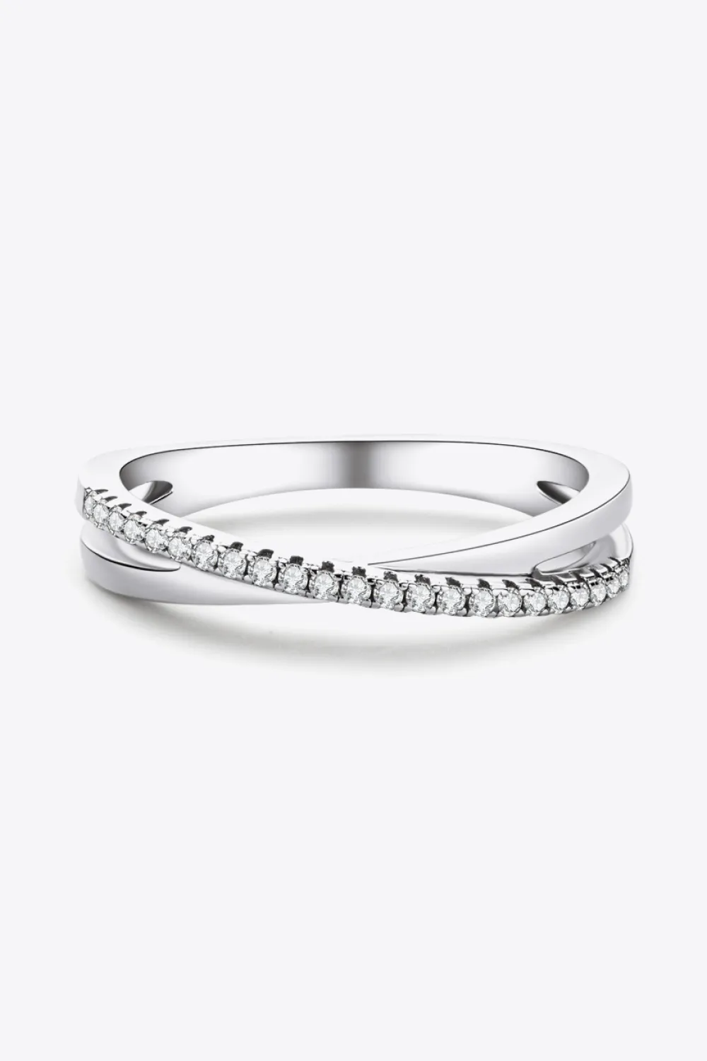 925 Sterling Silver Crisscross Moissanite Ring, image 6
