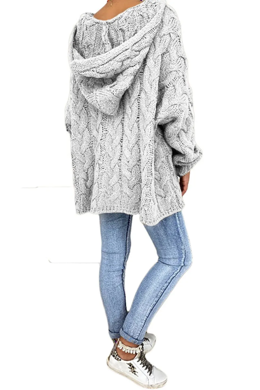 Cable-Knit Hooded Sweater, image 16