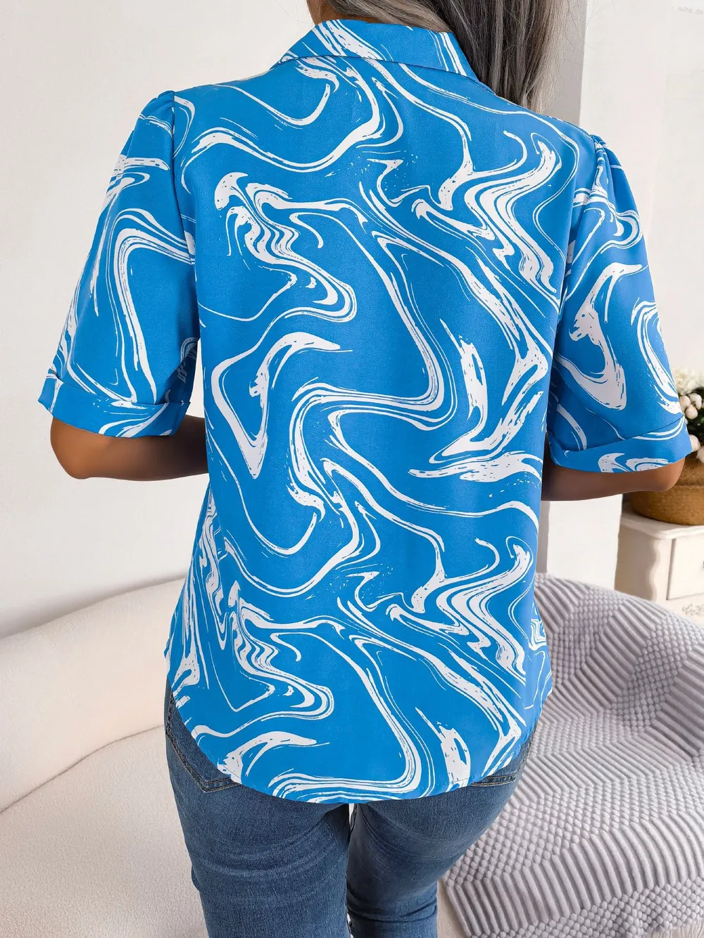 Printed Lapel Collar Shirt, image 3