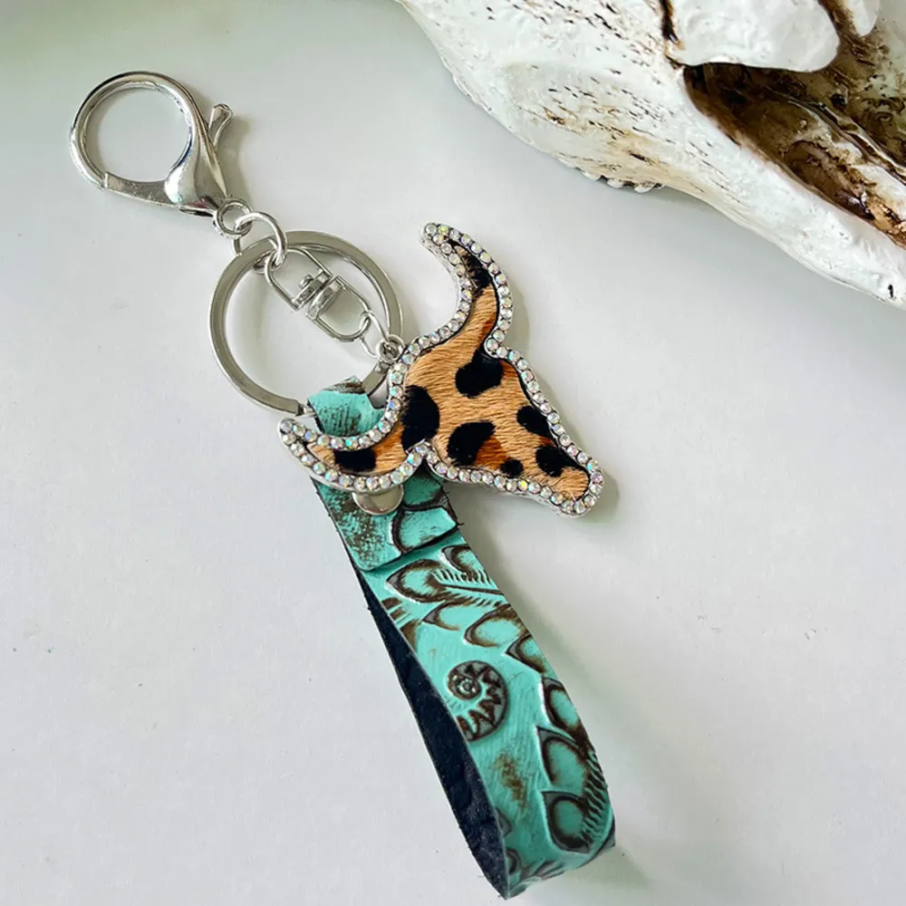Rhinestone Bull Keychain, image 9
