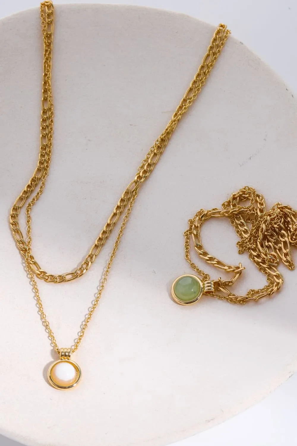 Copper 14K Gold-Plated Round Shape Aventurine Pendant Necklace, image 5