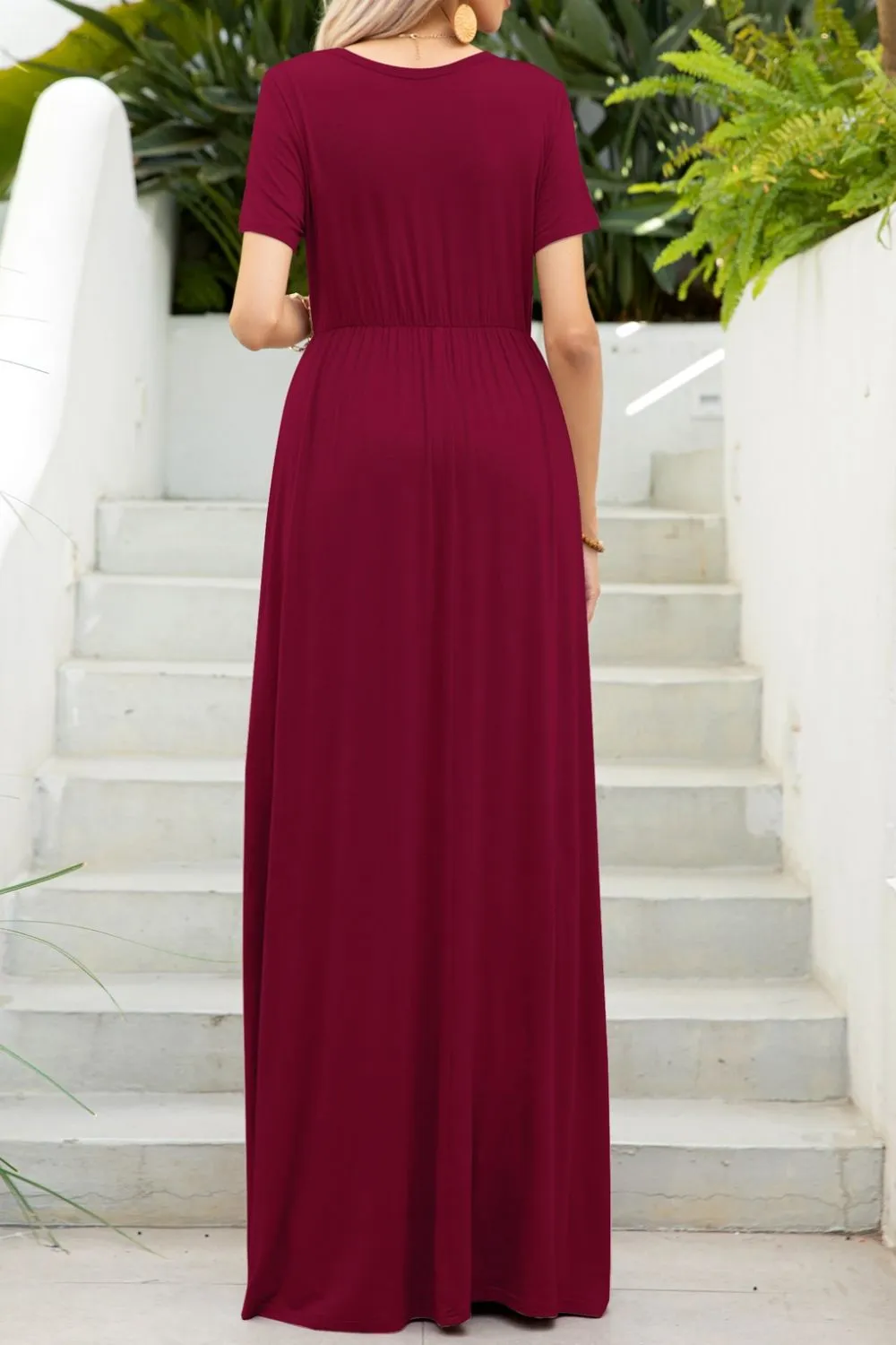 Round Neck Maxi Tee Dress with Pockets, image 12