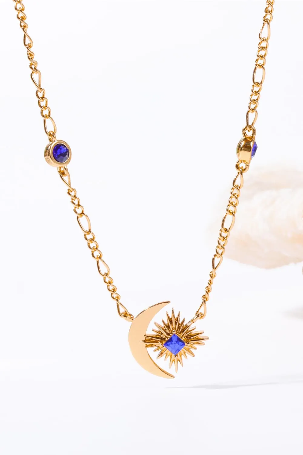 Moon & Star Shape Zircon Pendant Necklace, image 2