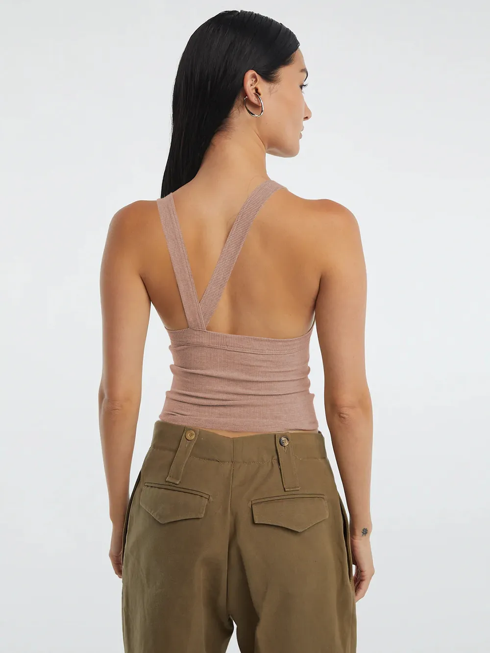 Halter Neck Ribbed Cropped Top, image 7