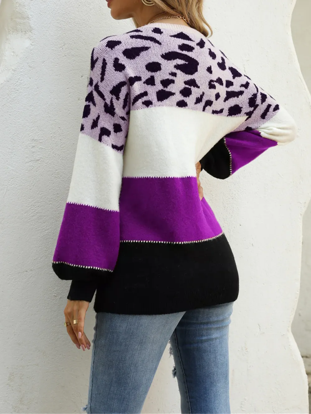 Color Block Round Neck Sweater, image 12