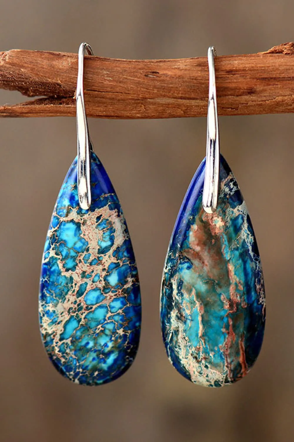 Handmade Teardrop Shape Natural Stone Dangle Earrings, image 13