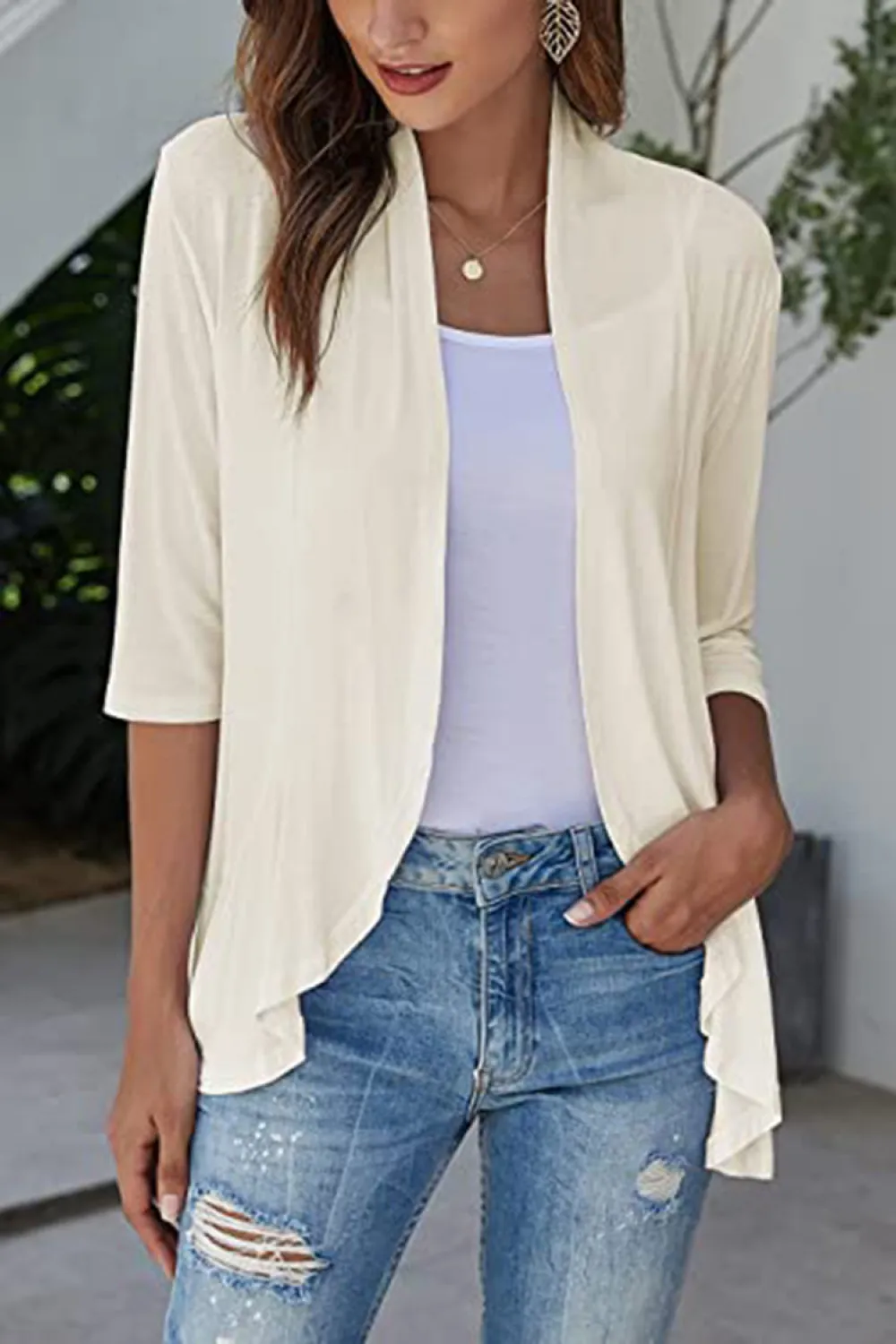 Open Front Ruffle Trim Cardigan, image 24