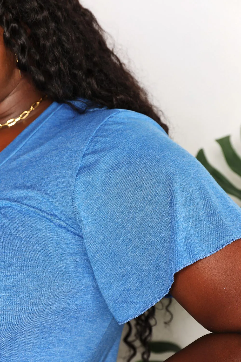 Ruched V-Neck Short Sleeve T-Shirt, image 24