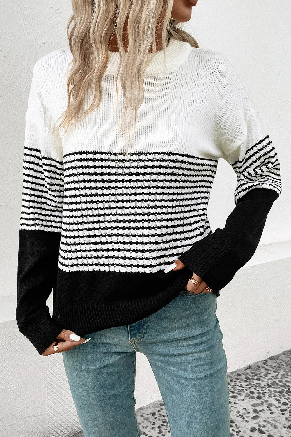 Striped Drop Shoulder Sweater, image 4
