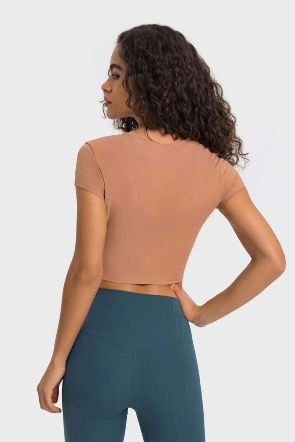 Round Neck Short Sleeve Cropped Sports T-Shirt, image 17