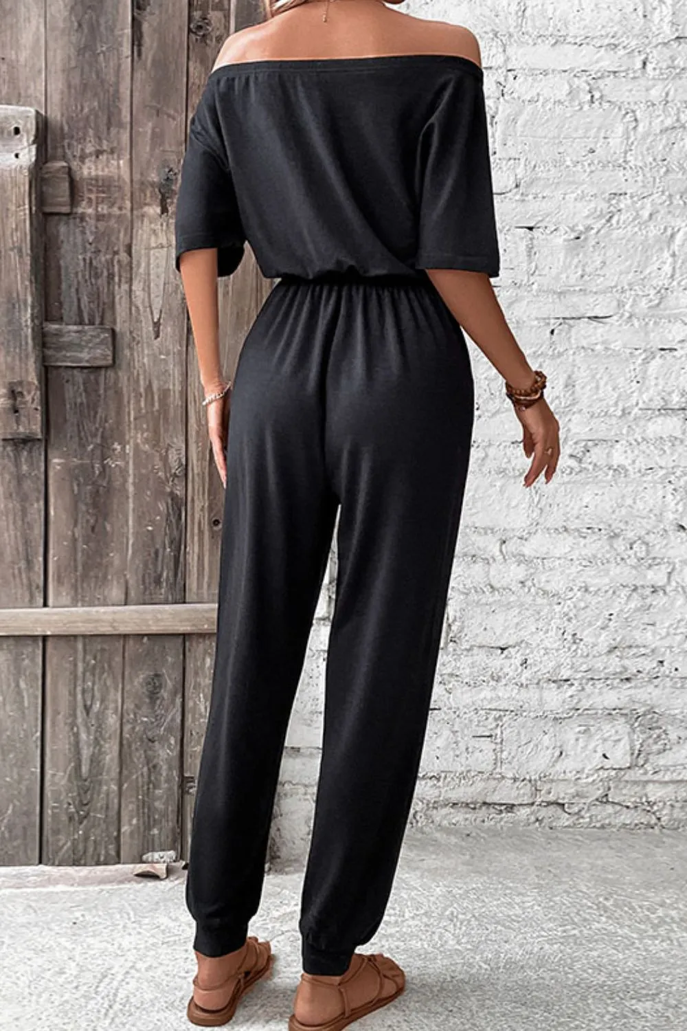 Off-Shoulder Jumpsuit with Pockets, image 5