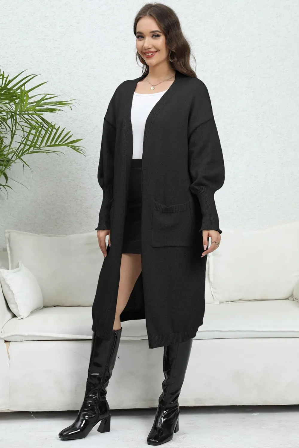 Open Front Dropped Shoulder Cardigan, image 23