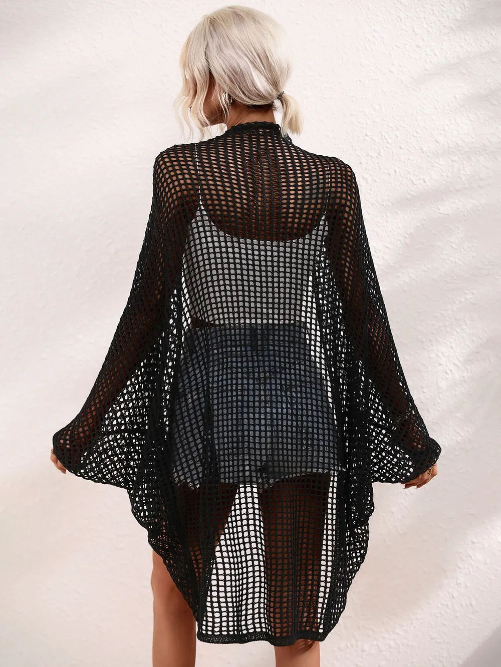 Openwork Open Front Longline Cover Up, image 2