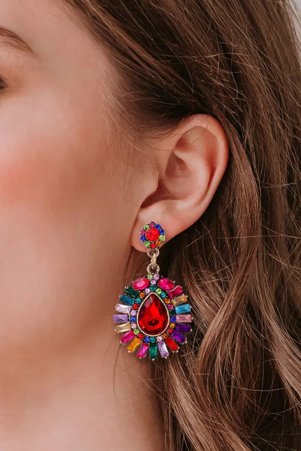 Teardrop Shape Glass Stone Dangle Earrings, image 3
