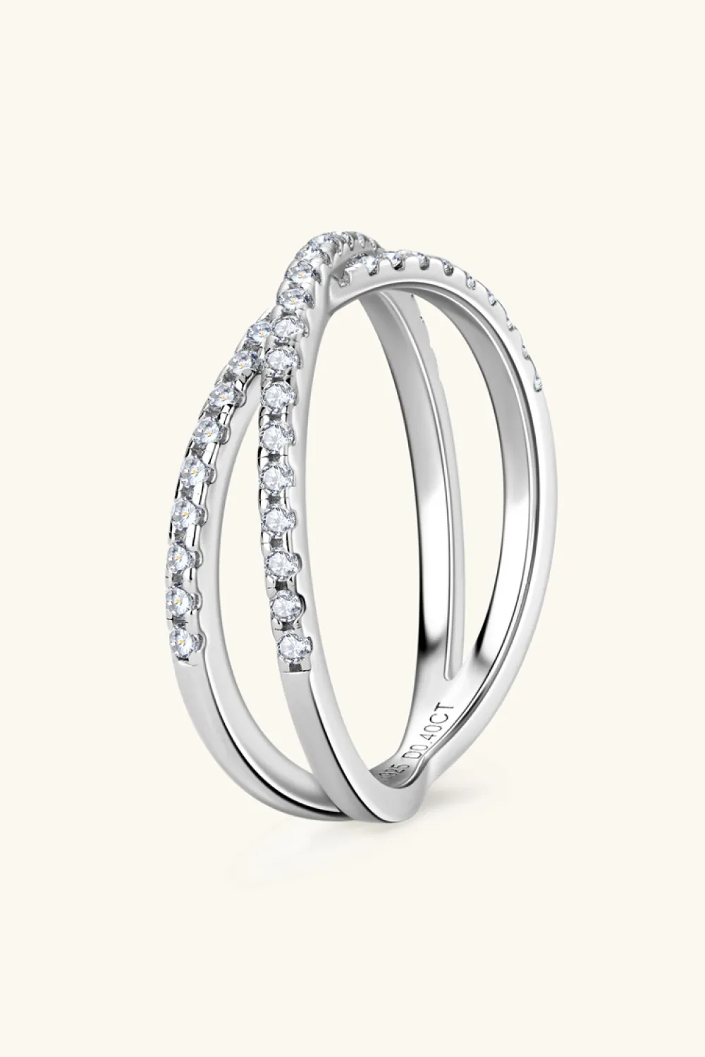 Moissanite 925 Sterling Silver Crisscross Ring, image 6