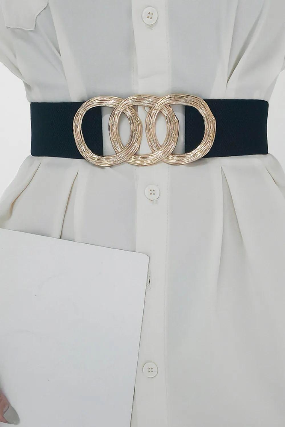 Zinc Alloy Buckle Elastic Wide Belt, image 2