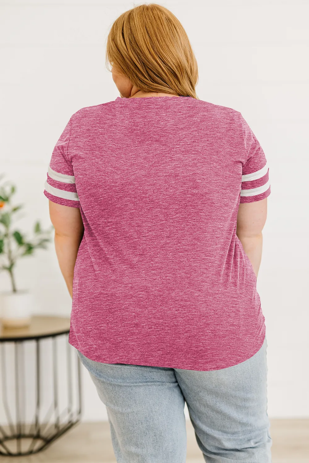 Plus Size Striped V-Neck Tee Shirt, image 34