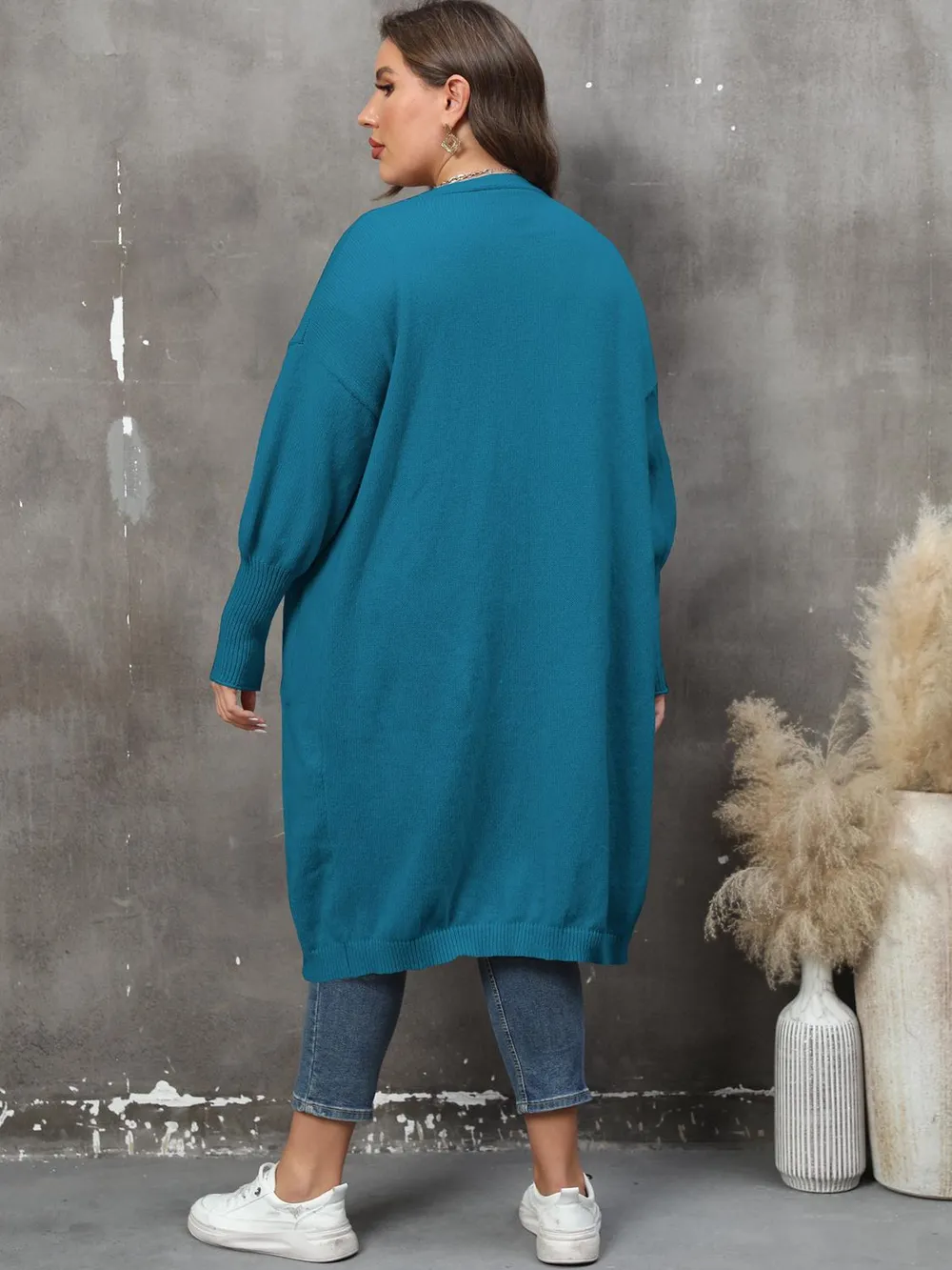 Plus Size Long Sleeve Pocketed Cardigan, image 27