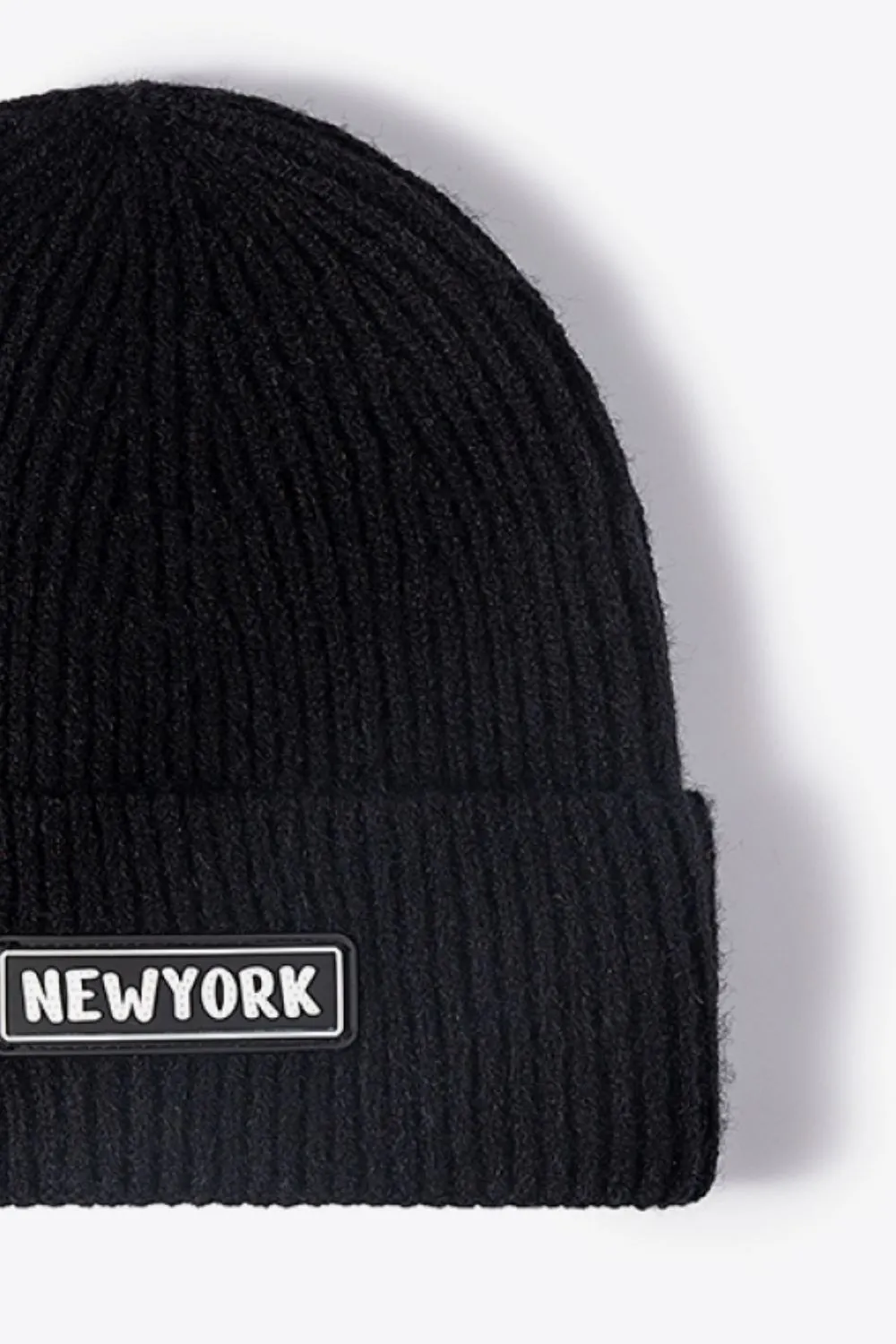 NEWYORK Patch Rib-Knit Cuffed Beanie, image 15