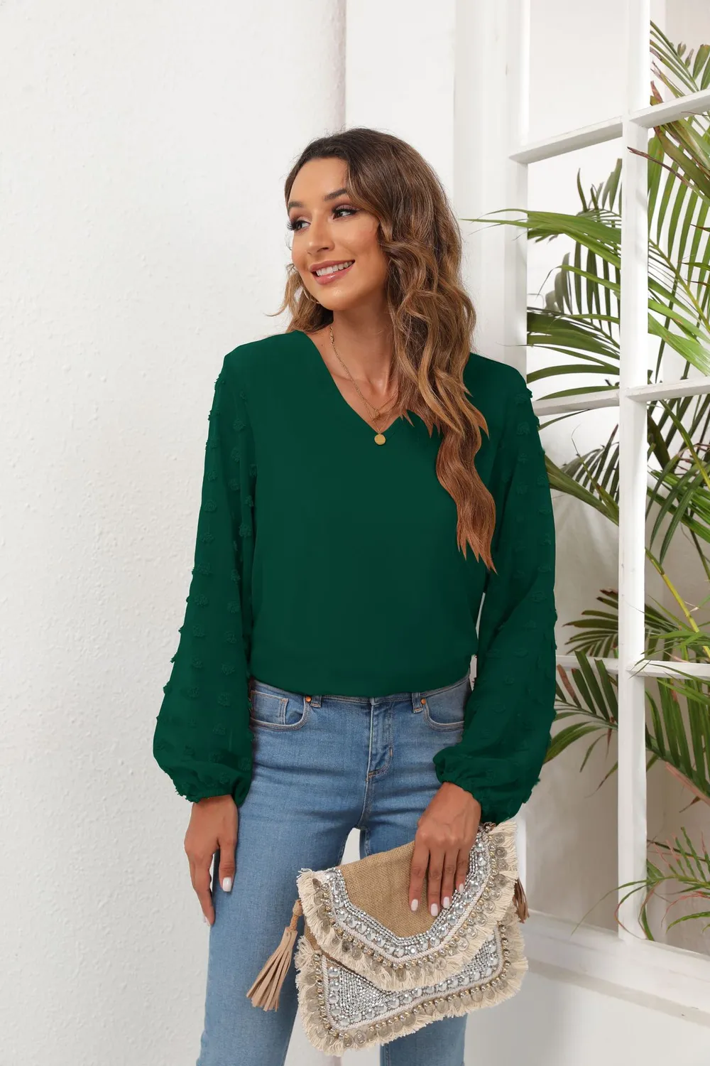 Swiss Dot Balloon Sleeve Blouse, image 12