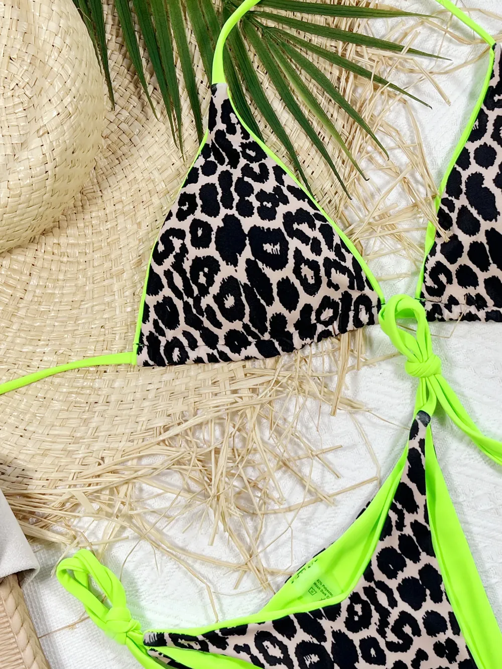 Leopard Print Halter Neck Tie Side Bikini Set, image 26