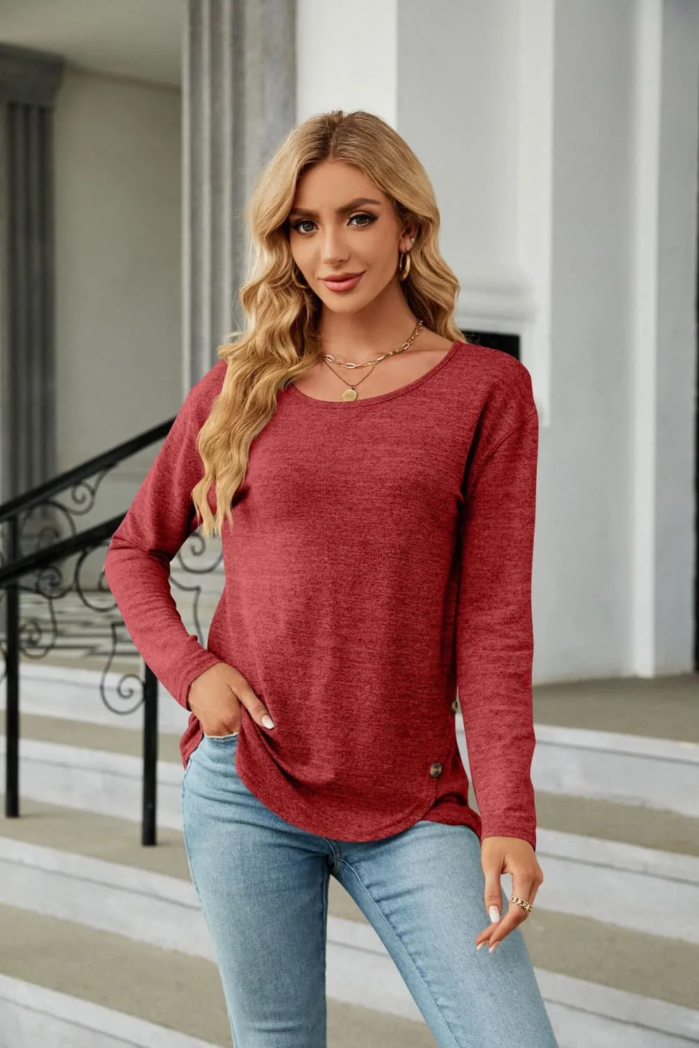 Round Neck Long Sleeve T-Shirt, image 14