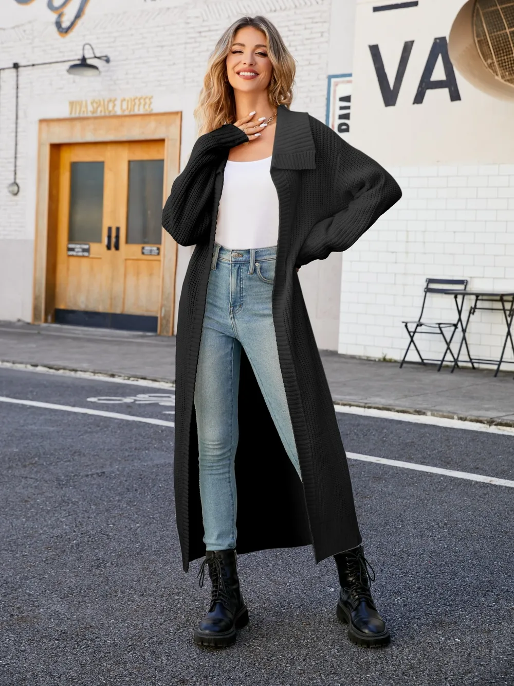 Full Size Collared Open Front Duster Cardigan, image 11