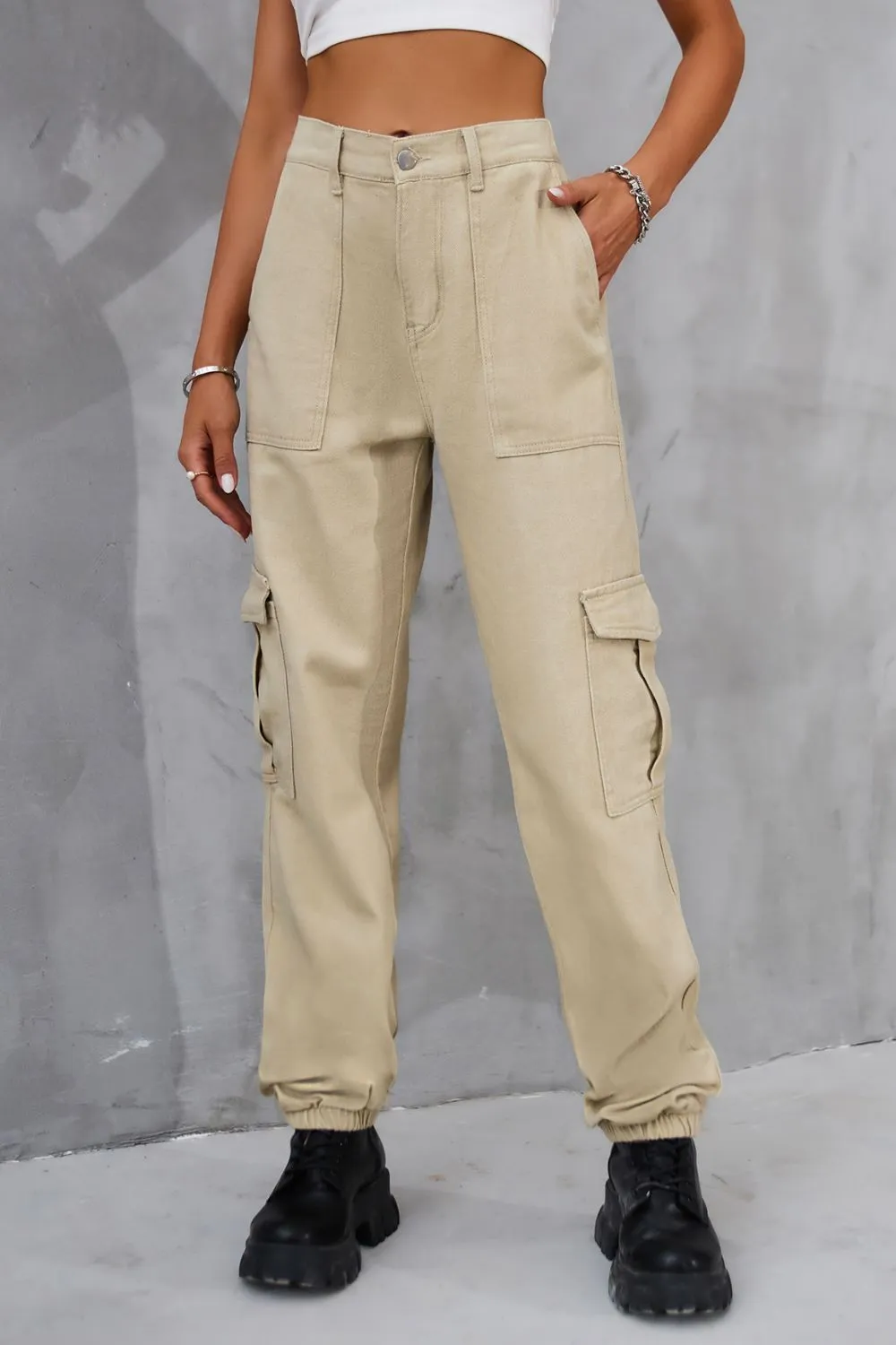 Buttoned High Waist Jeans with Pockets, image 15