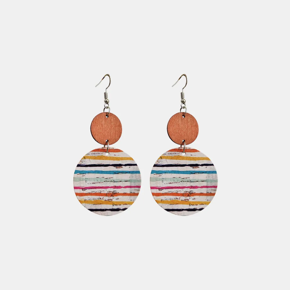 Round Shape Wooden Dangle Earrings, image 2