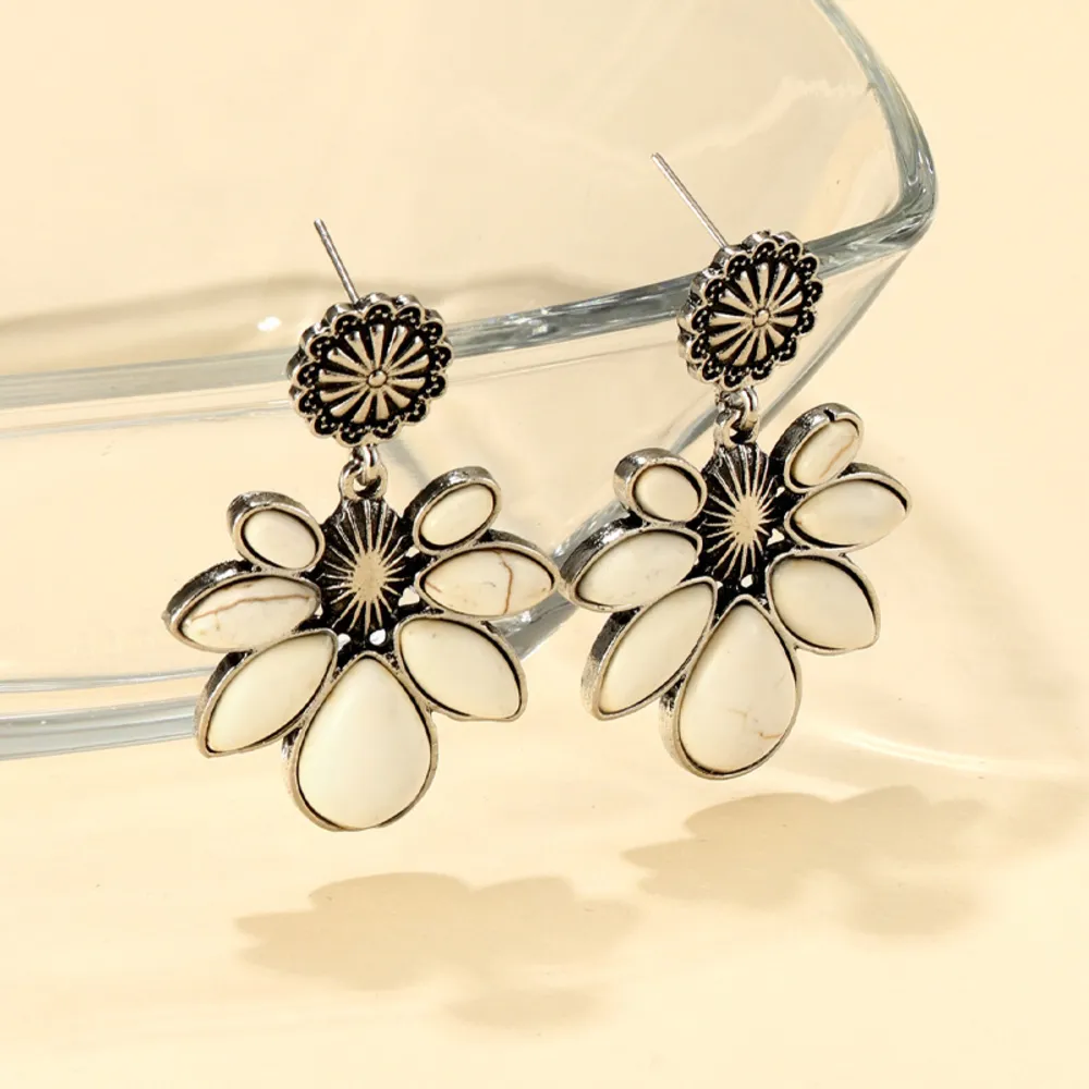 Artificial Turquoise Flower Earrings, image 13